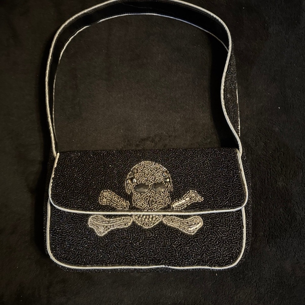 Black Skull Embellished Women's Bag